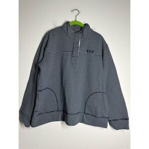 State Of Mine Florida Fleece Sweater Womens Sz XL Blue White Pockets Button Neck